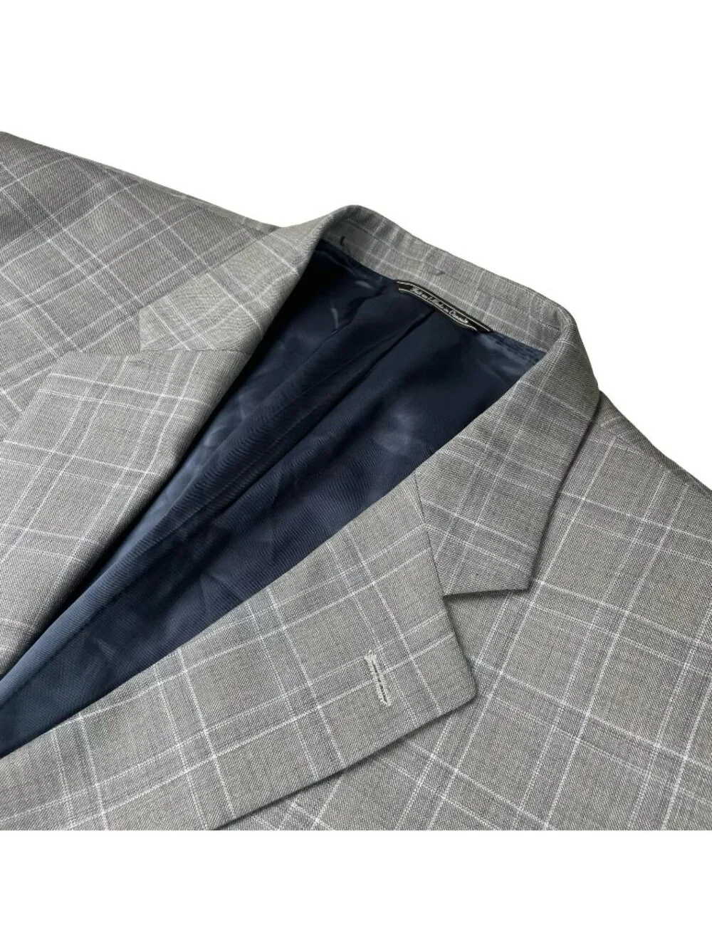 Jack Victor Men's Luxor 100% Wool 2-Button Blazer Gray/Blue Plaid • 52R